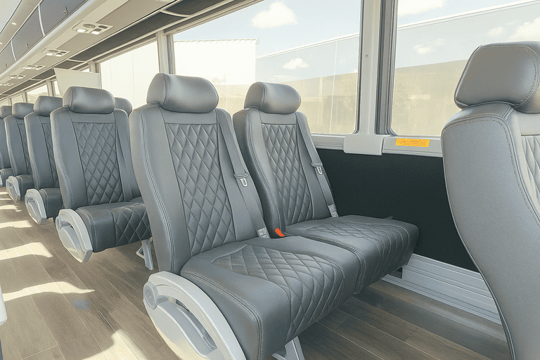 interior of Quincy Coach Bus Service charter bus