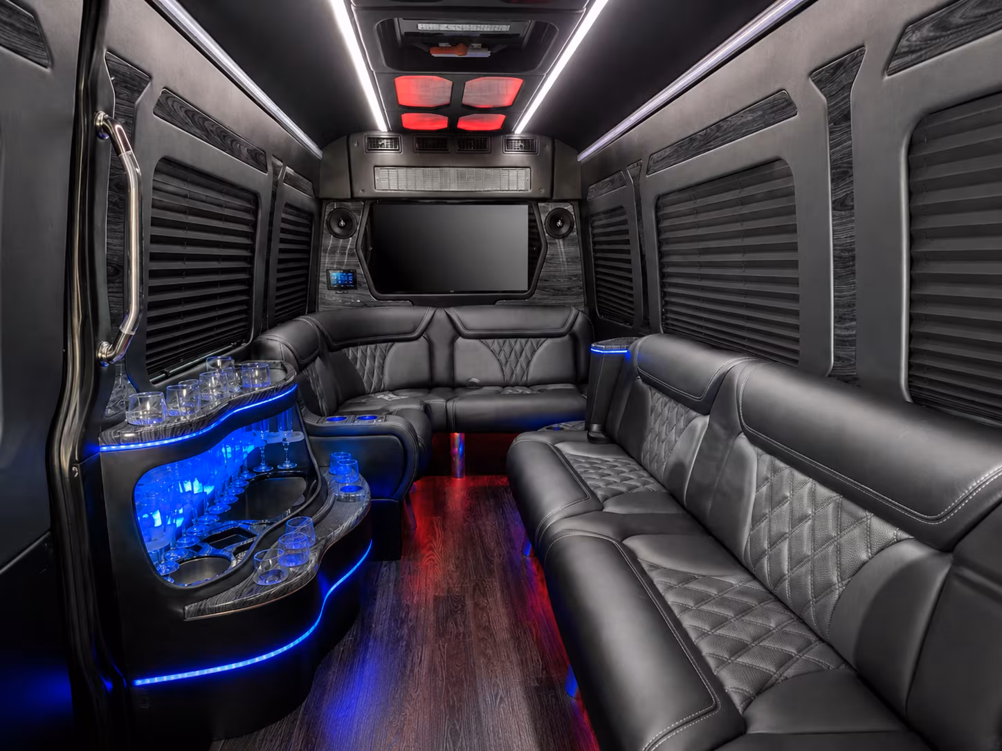 quincy 30 passenger party bus interior