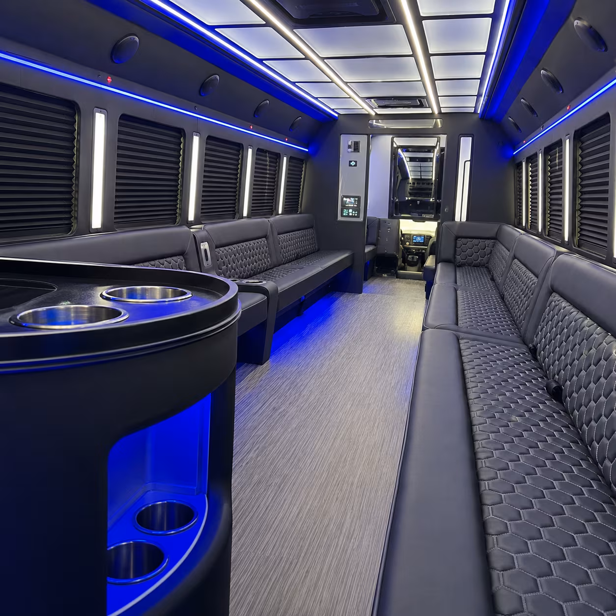 quincy party bus rental interior